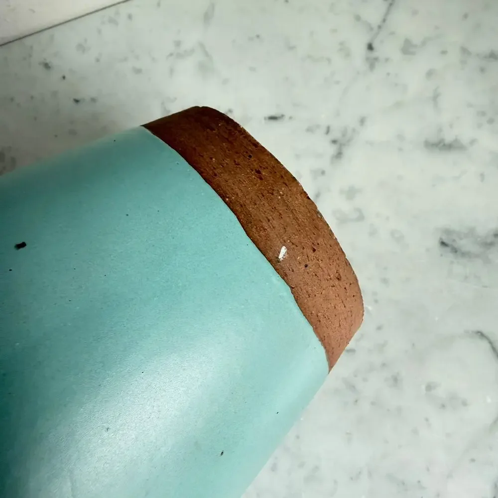 West Elm Turquoise Ceramic Vase Contemporary Modern Minimalist Farmhouse Decor